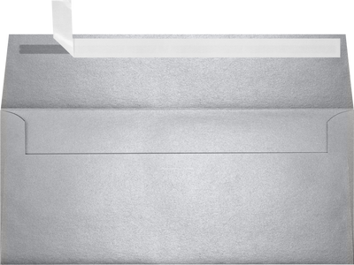 Silver Metallic 32lb #9 Slimline Square Flap Envelopes (3 7/8 x 8 7/8) with Peel & Seal