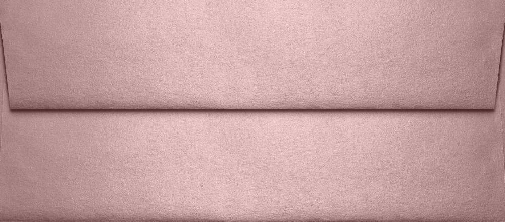 Misty Rose Pink Metallic 84lb #9 Slimline Square Flap Envelopes (3 7/8 x 8 7/8) with Peel & Seal