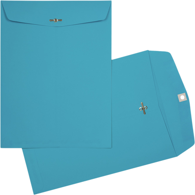 Pool Blue 24lb 9 x 12 Open End Envelopes with Clasp