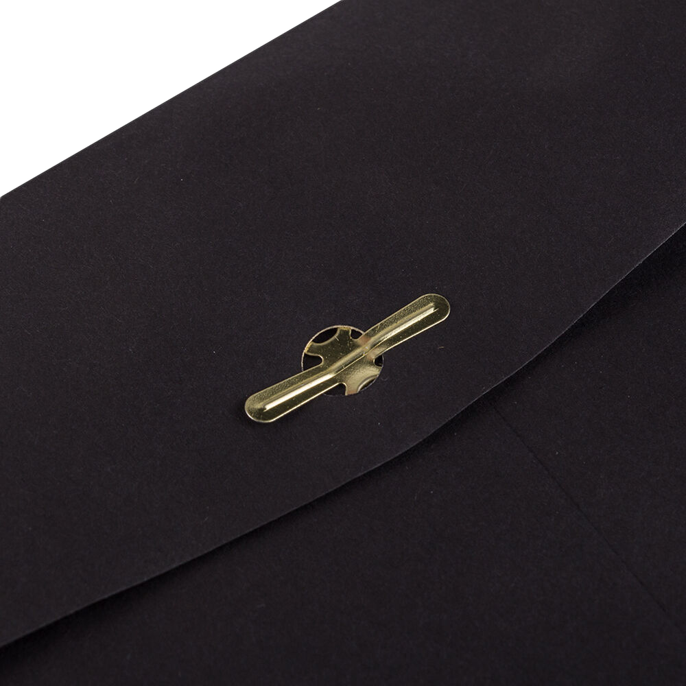 Smooth Midnight Black24lb 9 x 12 Open End Envelopes with Clasp