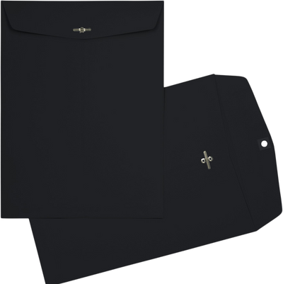 Smooth Midnight Black24lb 9 x 12 Open End Envelopes with Clasp