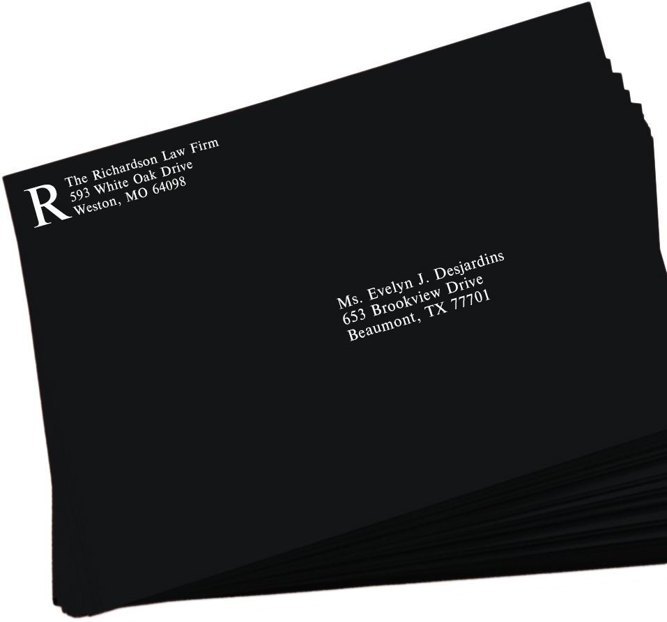 Smooth Midnight Black24lb 9 x 12 Open End Envelopes with Clasp