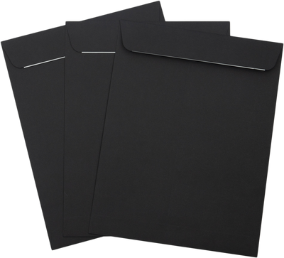 Smooth Midnight Black 32lb 8 3/4 x 11 1/4 Open End Envelopes with Peel & Seal