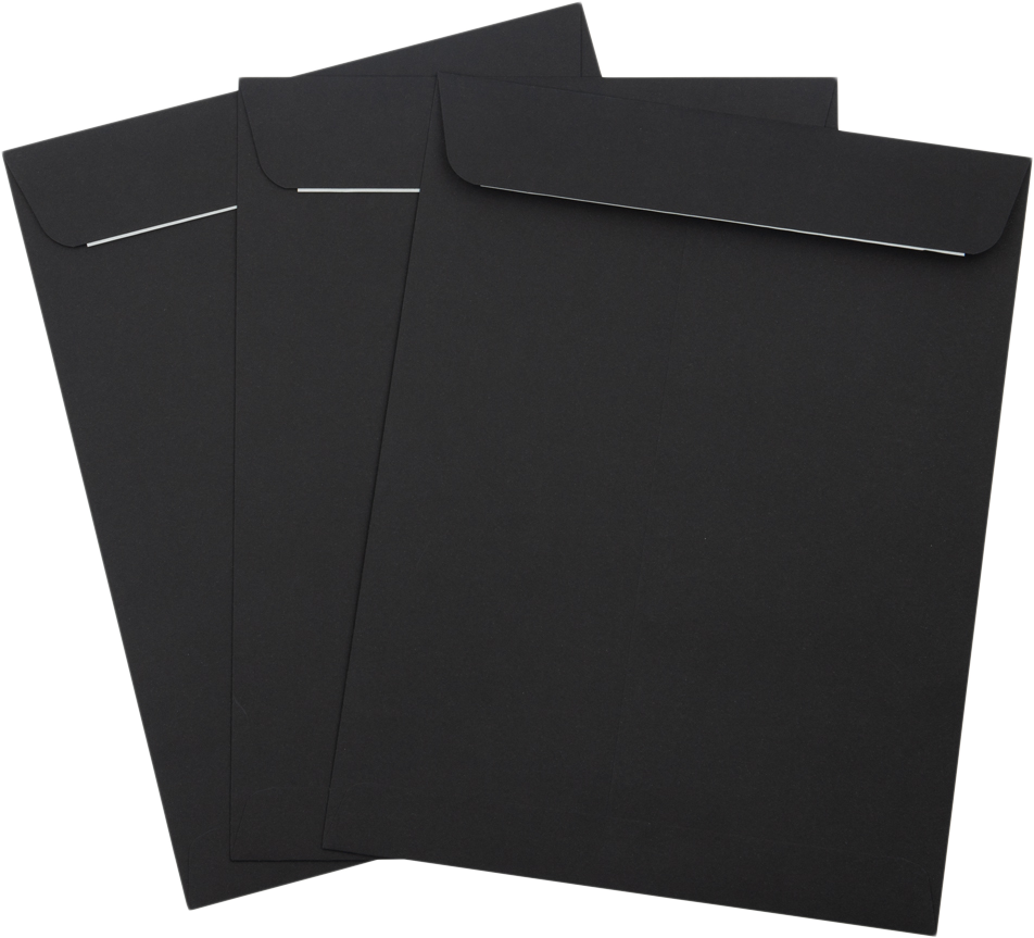 Smooth Midnight Black 32lb 8 3/4 x 11 1/4 Open End Envelopes with Peel & Seal