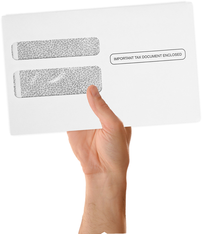 White with Security Tint 24lb W-2 /1099 Double Window Envelopes (5 3/4 x 9 1/4)