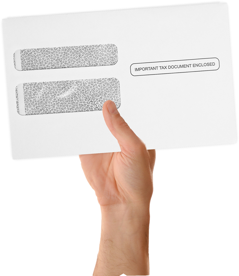 White with Security Tint 24lb W-2 /1099 Double Window Envelopes (5 3/4 x 9 1/4)