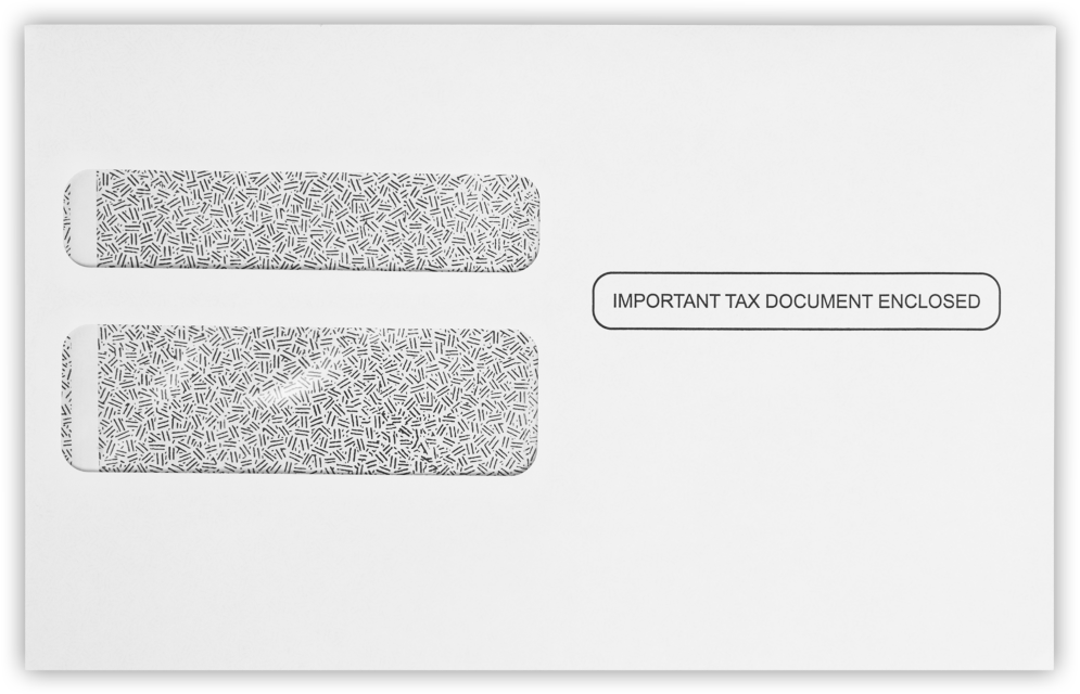 White with Security Tint 24lb W-2 /1099 Double Window Envelopes (5 3/4 x 9 1/4)