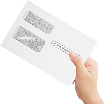 White with Security Tint 24lb W-2 /1099 Double Window Envelopes (5 3/4 x 8 7/8)