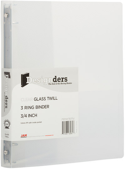 Clear Plastic 3/4 Inch 3-Ring Binder