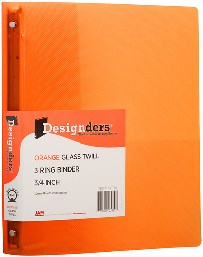 Orange Plastic 3/4 Inch 3-Ring Binder