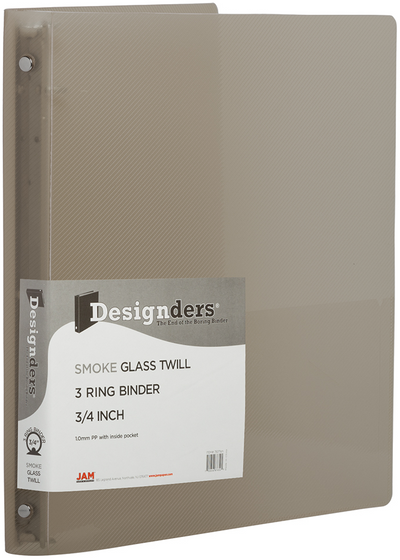 Smoke Gray Plastic 3/4 Inch 3-Ring Binder
