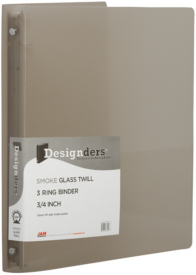 Smoke Gray Plastic 3/4 Inch 3-Ring Binder