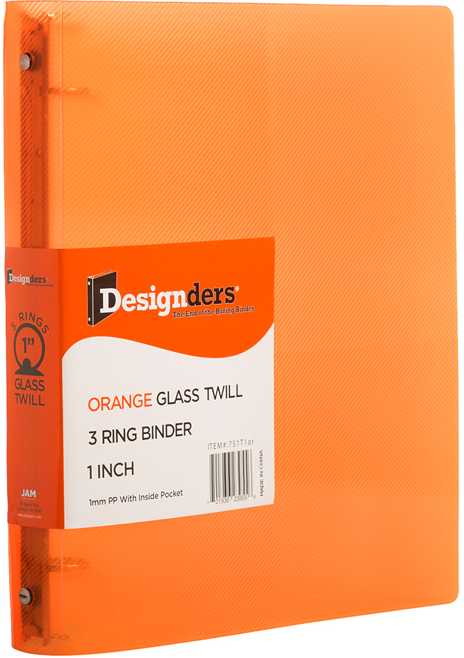 Orange Plastic 1 Inch 3-Ring Binder
