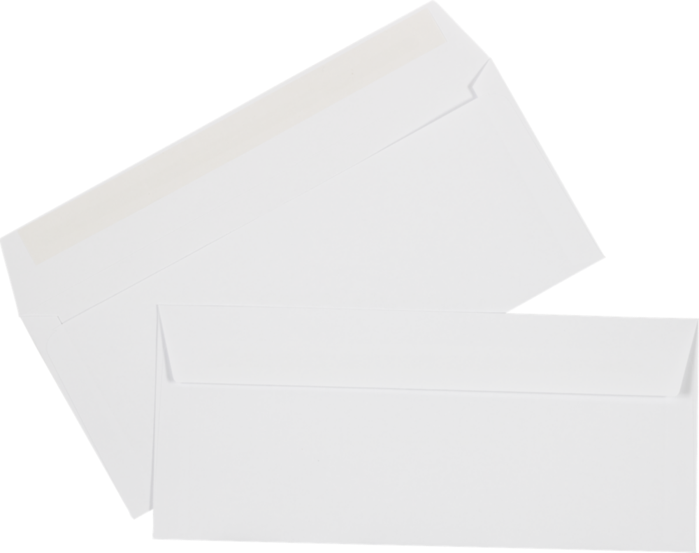 White 24lb #10 Square Flap Envelopes (4 1/8 x 9 1/2) with Peel & Seal