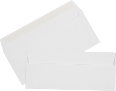 White 24lb #10 Square Flap Envelopes (4 1/8 x 9 1/2) with Peel & Seal