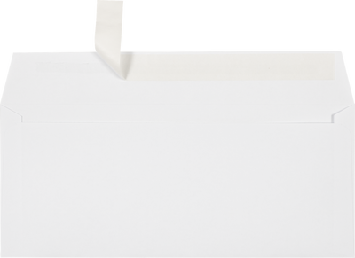 White 24lb #10 Square Flap Envelopes (4 1/8 x 9 1/2) with Peel & Seal