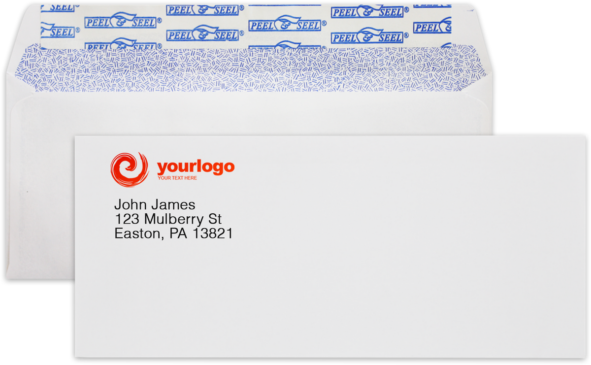 White with Security Tint 24lb #10 Square Flap Envelopes (4 1/8 x 9 1/2) with Peel & Seal