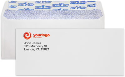 White with Security Tint 24lb #10 Square Flap Envelopes (4 1/8 x 9 1/2) with Peel & Seal