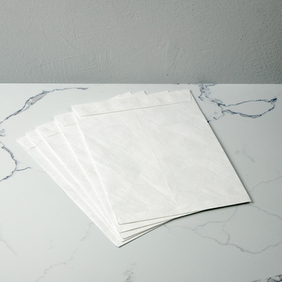 White Tyvek 14lb 9 1/2 x 12 1/2 Open End Envelopes with Peel & Seal