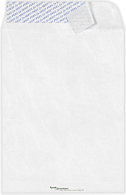 White Tyvek 14lb 10 x 15 Open End Envelopes with Peel & Seal