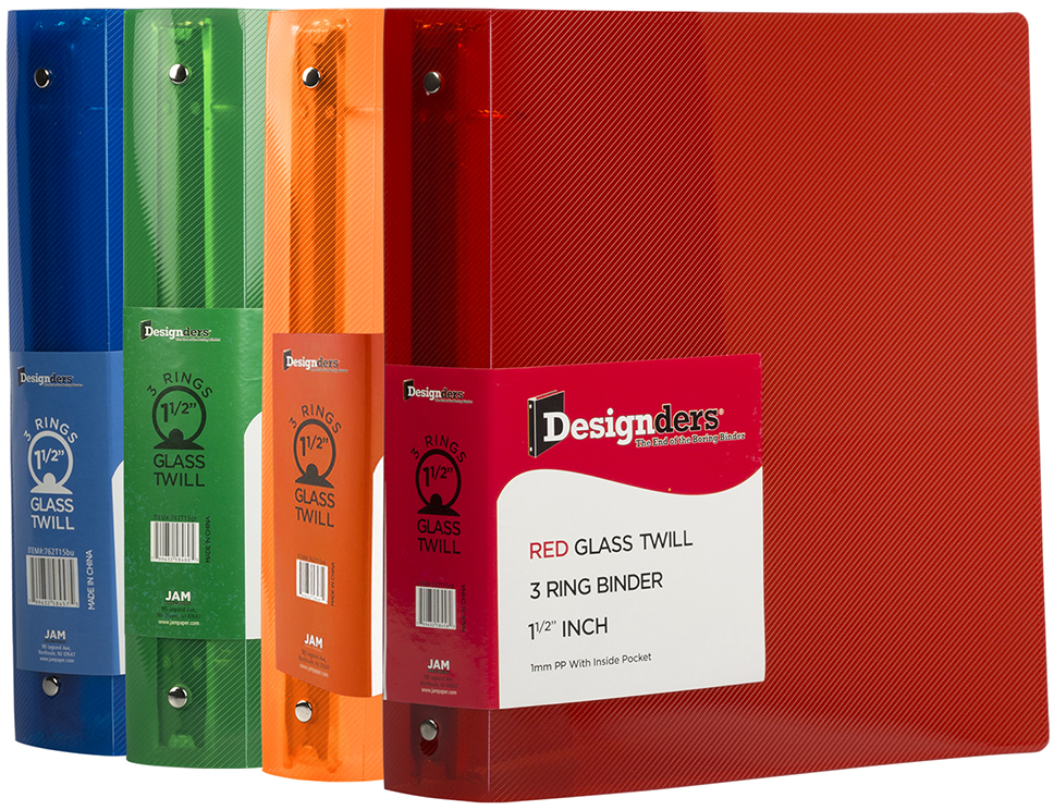 Assorted Plastic 1 1/2 Inch 3-Ring Binders - 4 Pack
