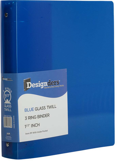 Blue Plastic 1 1/2 Inch 3-Ring Binder
