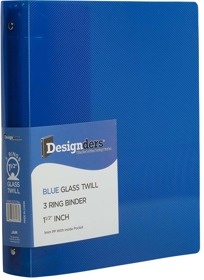 Blue Plastic 1 1/2 Inch 3-Ring Binder