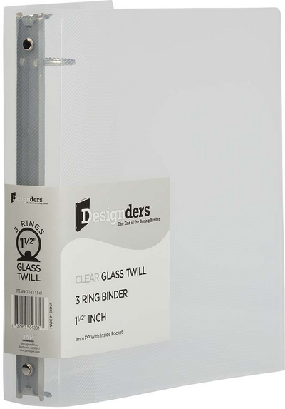 Clear Plastic 1 1/2 Inch 3-Ring Binder