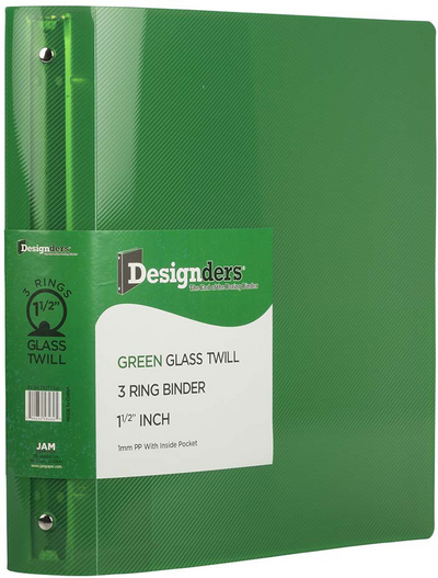 Green Plastic 1 1/2 Inch 3-Ring Binder