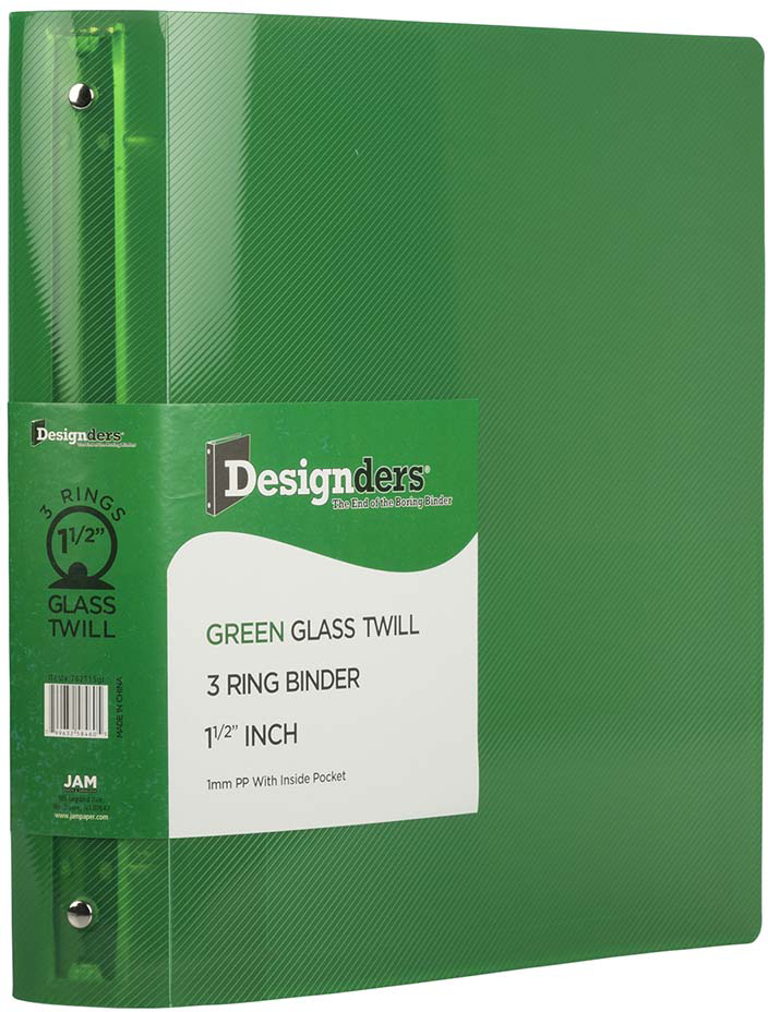 Green Plastic 1 1/2 Inch 3-Ring Binder
