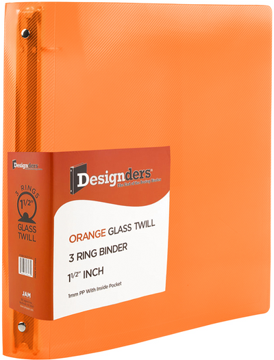 Orange Plastic 1 1/2 Inch 3-Ring Binder