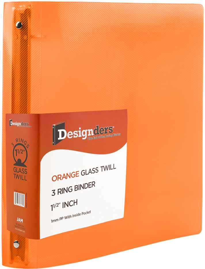 Orange Plastic 1 1/2 Inch 3-Ring Binder