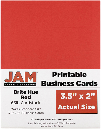 Bright Red Business Cards - 100 Pack