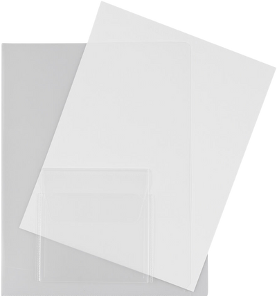 Clear 9 x 12 Plastic Regular Weight Folders with CD Pocket