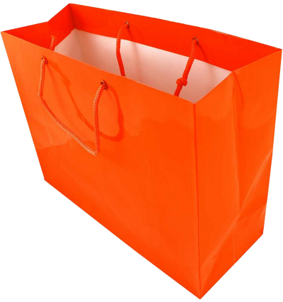 Orange Large Glossy Horizontal Gift Bags (13 x 10 x 5)
