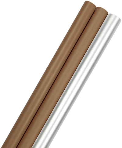 Silver & Brown Kraft Wrapping Paper Set (87.5 Sq Ft) - 3 Rolls