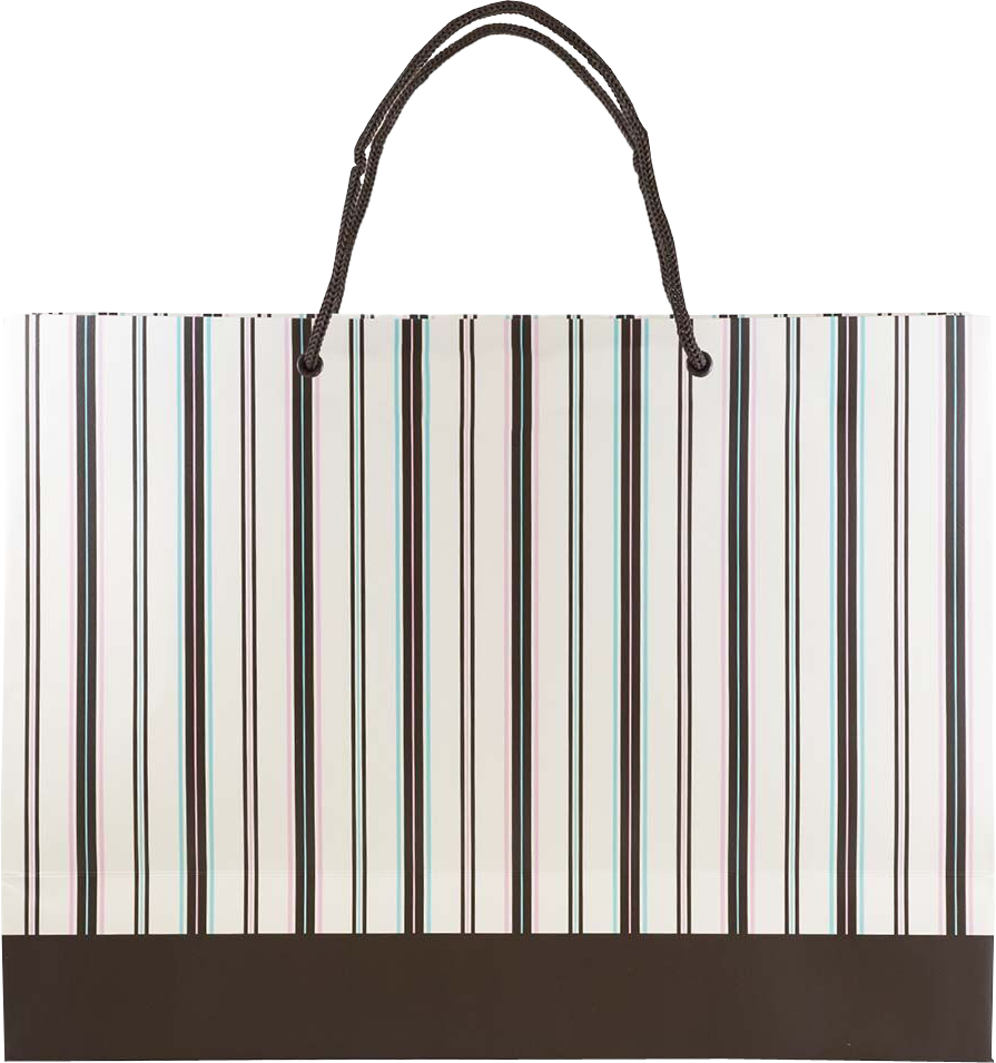 Brown X-Large Stripe Matte Gift Bags (16 x 12 x 6)