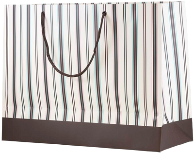 Brown X-Large Stripe Matte Gift Bags (16 x 12 x 6)