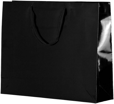 Black X-Large Horizontal Glossy Gift Bags (16 x 13 x 4 3/4)