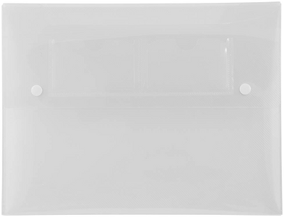 Clear 9 1/2 x 12 1/2 x 3/4 Plastic Portfolios with Two Snaps