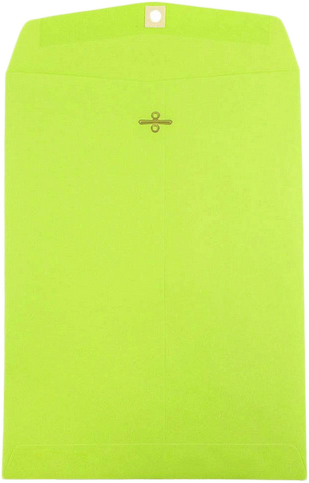 Wasabi Lime Green 24lb 9 x 12 Open End Envelopes with Clasp