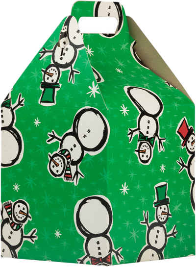 Green Snowman Large Gable Gift Boxes (8 x 7 1/4 x 8)