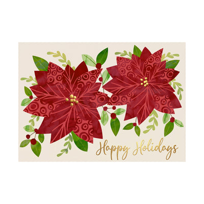 Patterned Poinsettias 80lb 7 x 5 Foldover Card Set