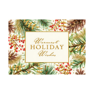Watercolor Pinecones 80lb 7 x 5 Foldover Card Set