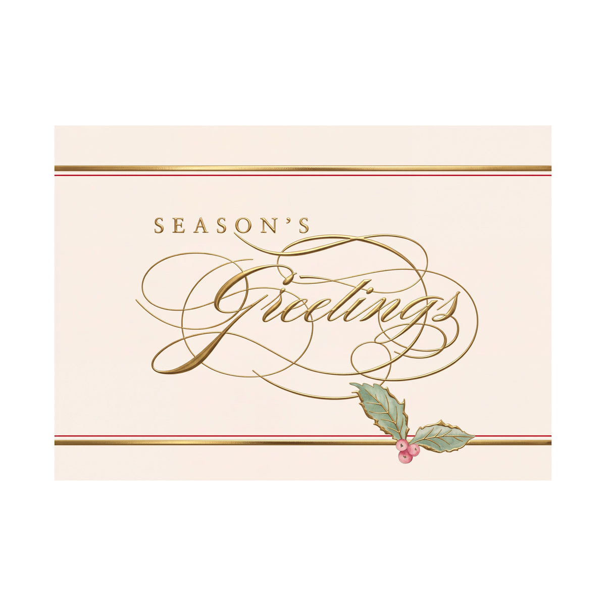 Season's Greetings Holly 80lb 7 x 5 Foldover Card Set