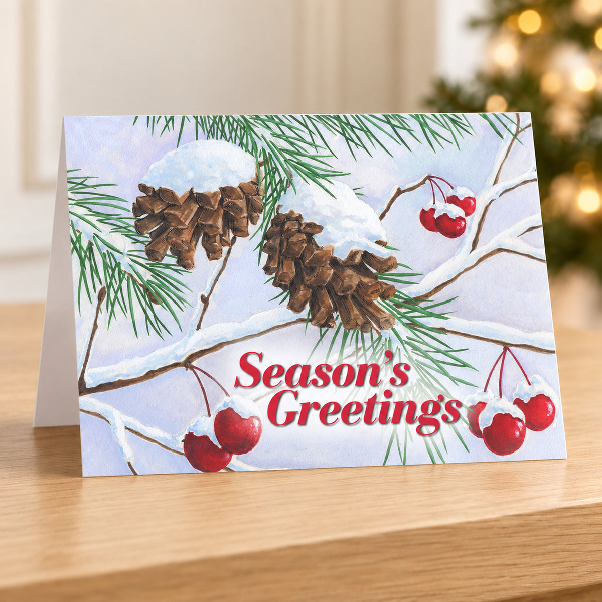 Glistening Pine Cones 80lb 7 x 5 Foldover Card Set