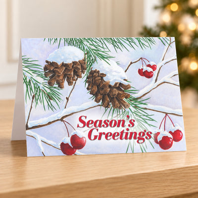 Glistening Pine Cones 80lb 7 x 5 Foldover Card Set