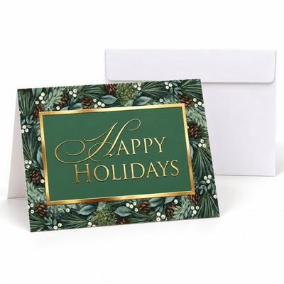 Nostalgic Holiday Greenery 80lb 7 x 5 Foldover Card Set