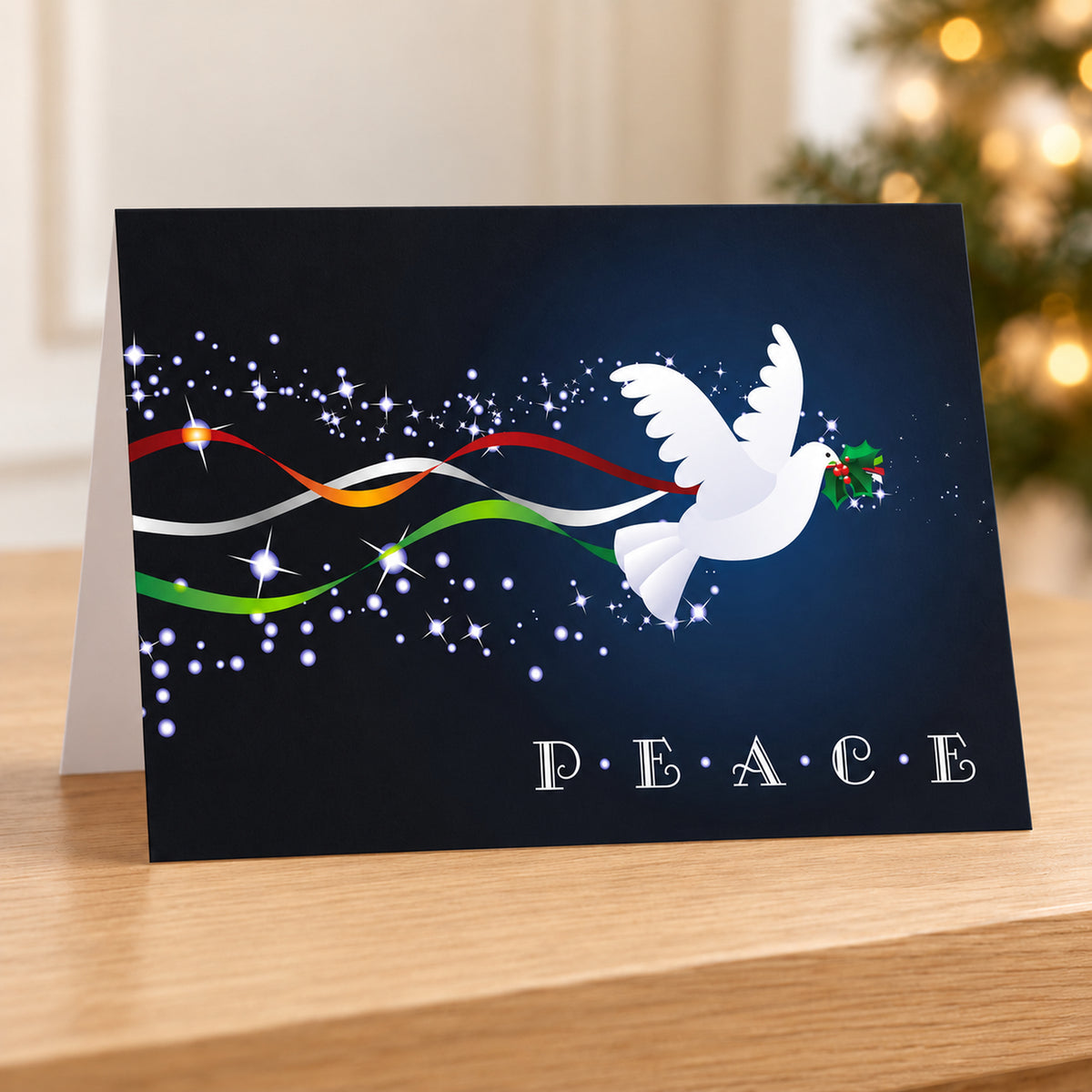 Festive Dove 80lb 7 x 5 Foldover Card Set