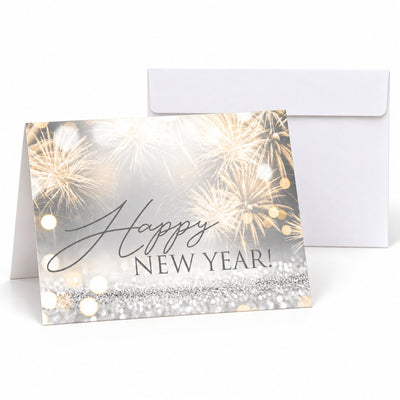 New Year Sparkle 80lb 7 x 5 Foldover Card Set
